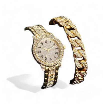 RELOJ UNISEX GOLDEN BRILLIANCE LUXE SET + PULSERA REGALO