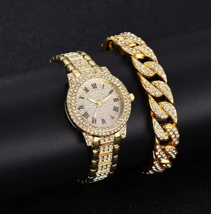 RELOJ UNISEX GOLDEN BRILLIANCE LUXE SET + PULSERA REGALO